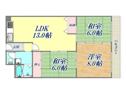 ローレルハイツ宝塚2号棟(3LDK/5階)の間取り写真