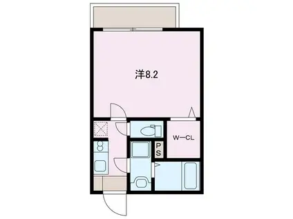 グランソレイユ(1K/2階)の間取り写真