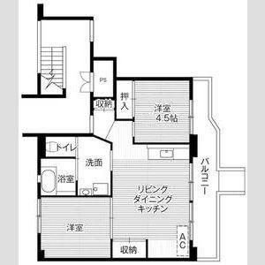 ビレッジハウス上三川2号棟(2LDK/1階)の間取り写真