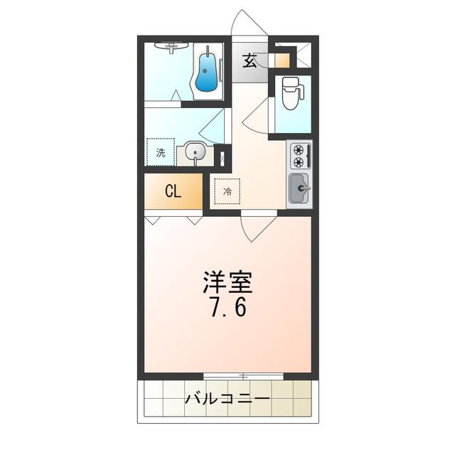 アリエッタ平野(1K/2階)の間取り写真