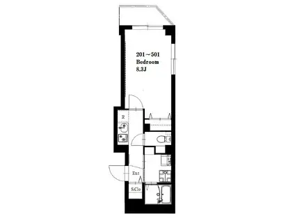 B CASA DAISHIEKIMAE(1K/3階)の間取り写真