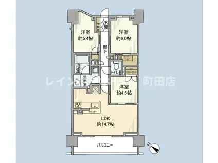 ザ・パークハウス町田フロント(3LDK/13階)の間取り写真