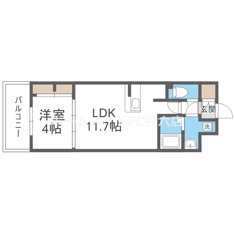 ミラージュパレス本町DEPART(1LDK/3階)の間取り写真