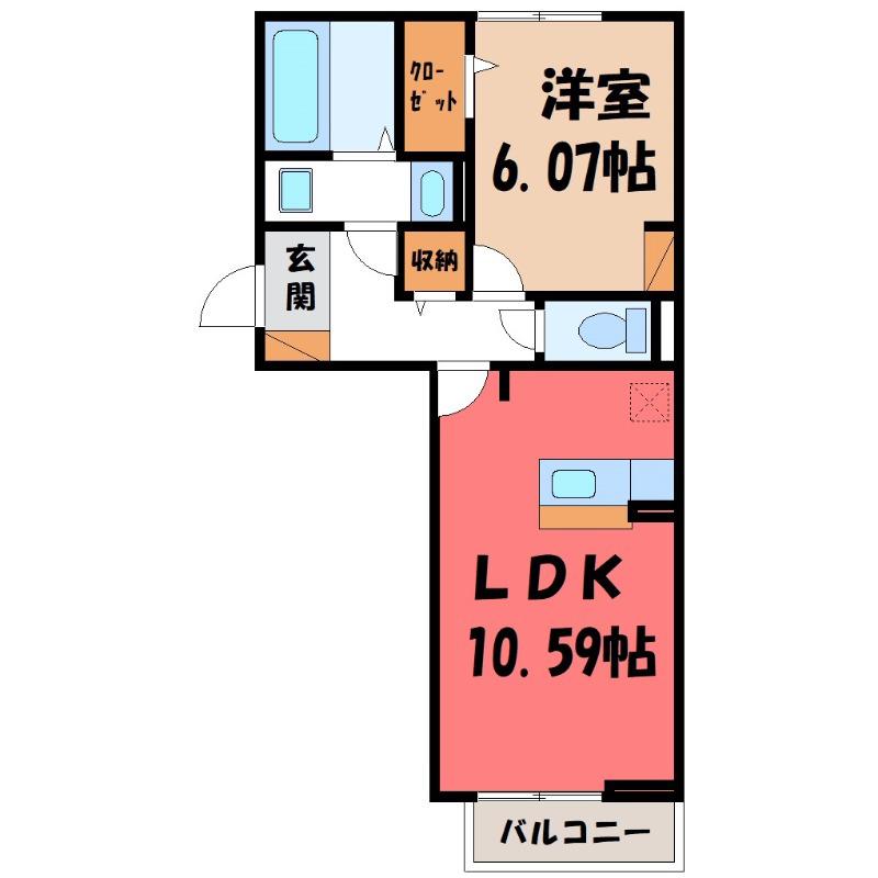ピアニー(1LDK/2階)の間取り写真