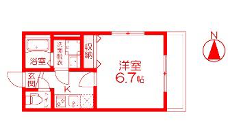 ウィンドヒル横浜(1K/3階)の間取り写真
