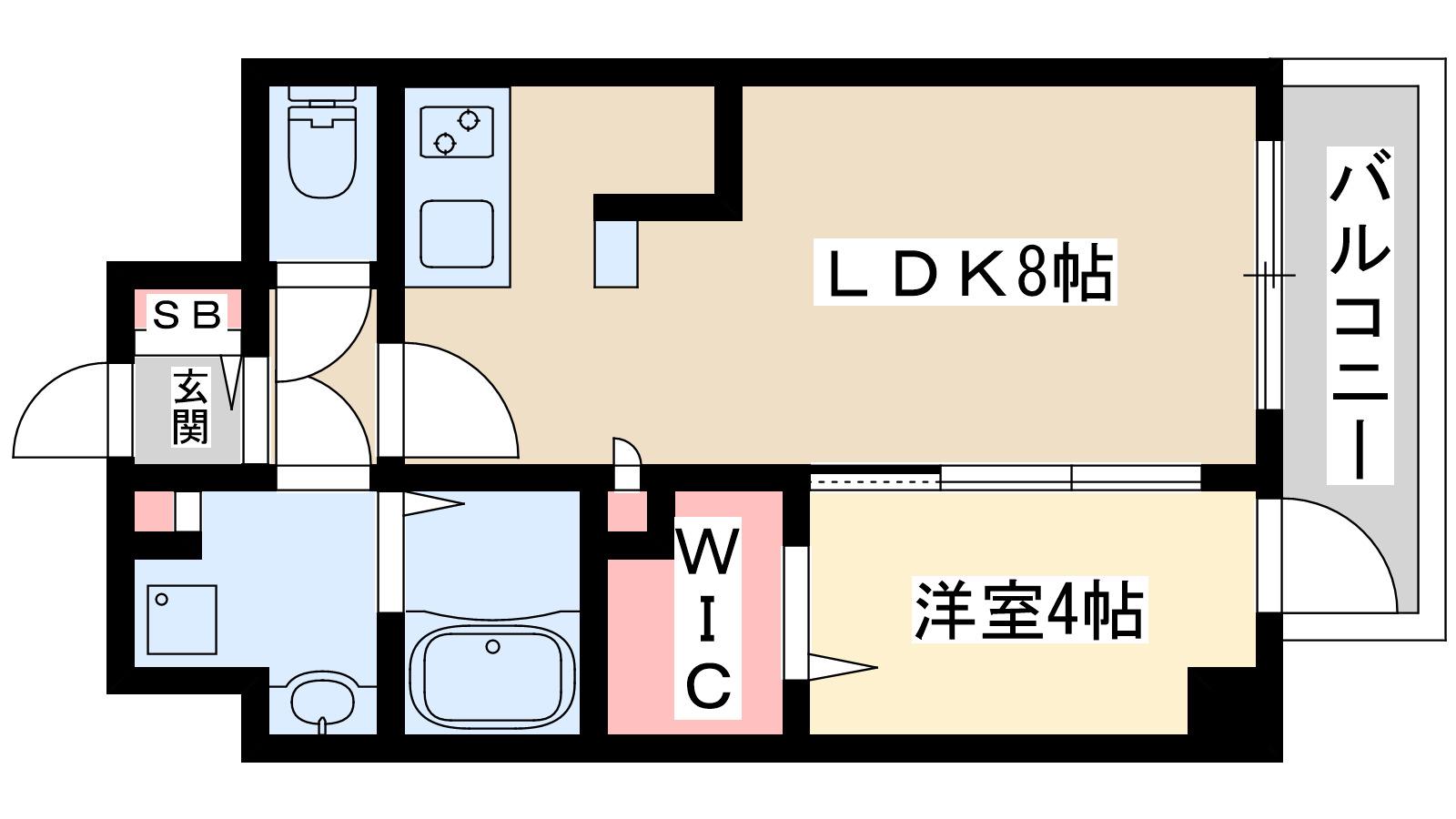 プランドール新北野(1LDK/4階)の間取り写真