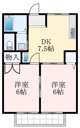 メイゾンカルム(2DK/2階)の間取り写真
