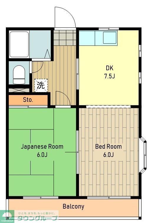ルーミングナラハシ(2DK/1階)の間取り写真