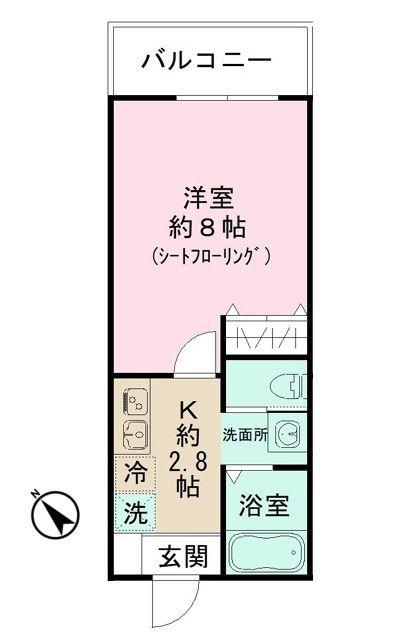 キャメル南流山8(1K/1階)の間取り写真