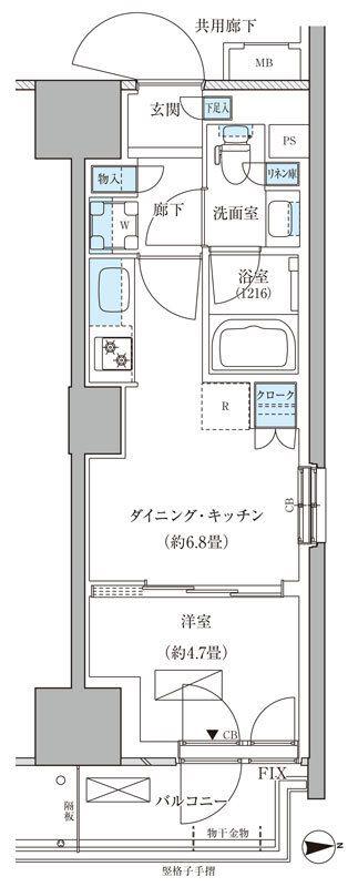 パークアクシス品川天王洲アイル(1DK/2階)の間取り写真