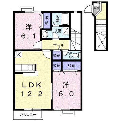 スターブルメゾンB(2LDK/2階)の間取り写真