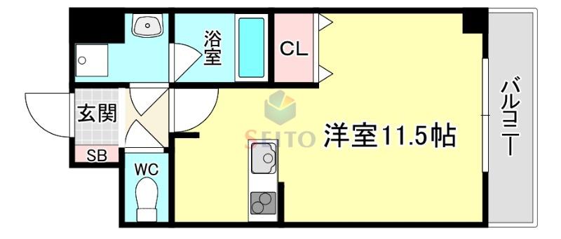 シャルマン・クレール(ワンルーム/1階)の間取り写真