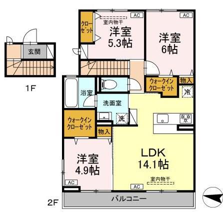 VISTA FUJI(3LDK/2階)の間取り写真