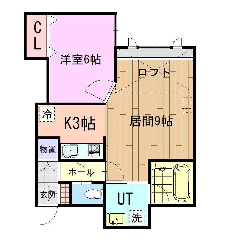 ラ・テール(1LDK/2階)の間取り写真