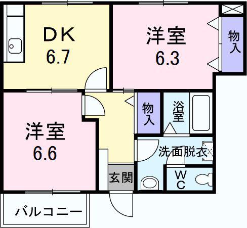 ア・ラ・モード カルティエA(2DK/1階)の間取り写真