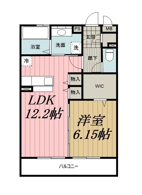 PARK HILLS MIYAKO H(1LDK/2階)の間取り写真