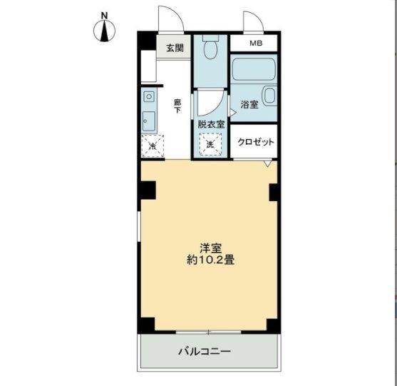 フィネス宮川(1K/2階)の間取り写真