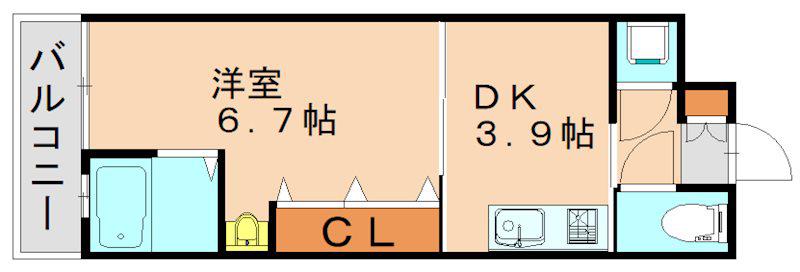 NO.47 PROJECT2100小倉駅(1DK/3階)の間取り写真