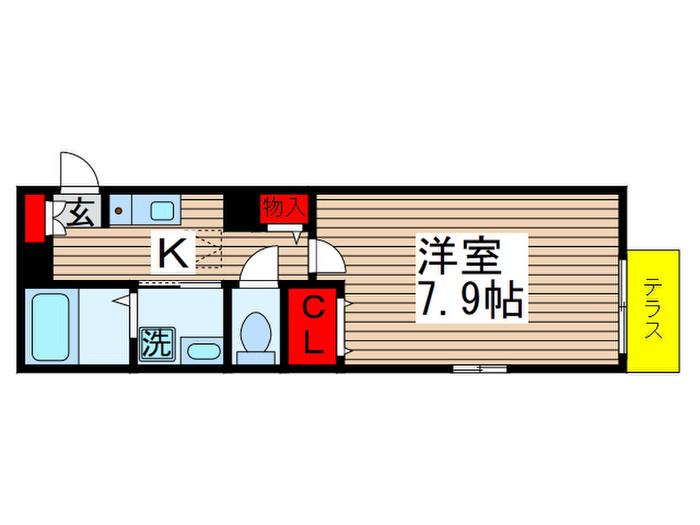 グランディール(1K/1階)の間取り写真