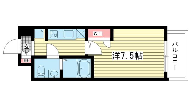 SERENITE三宮(1K/7階)の間取り写真