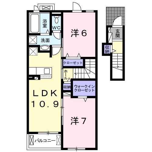 アンナガーデン II(2LDK/2階)の間取り写真
