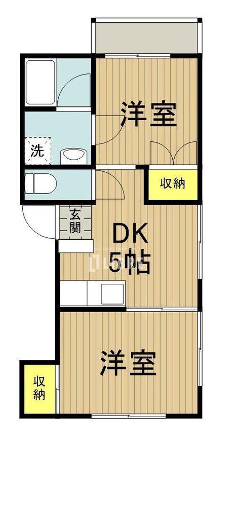 JR南武線 西国立駅 徒歩15分 2階建 築61年(2DK/2階)の間取り写真