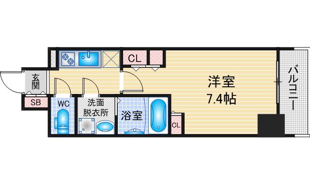 S-RESIDENCE高岳駅前AWAKE(1K/13階)の間取り写真