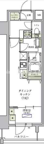 アーバネックス谷町四丁目(1DK/2階)の間取り写真