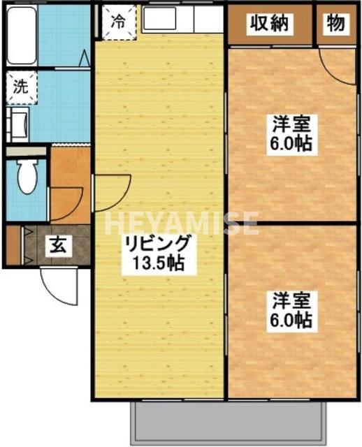 セジュールM-A(2LDK/2階)の間取り写真