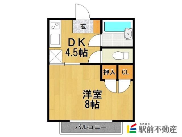 ピュア西新C(1DK/2階)の間取り写真