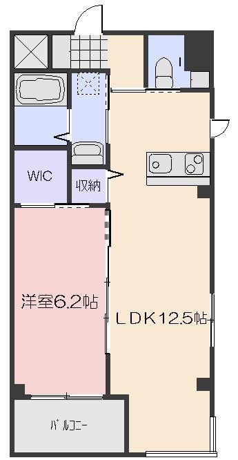 ブリエ ロッシュ U(1LDK/2階)の間取り写真