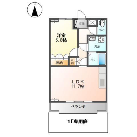 ステディア(1LDK/1階)の間取り写真