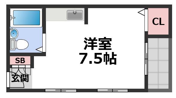 ブルーランス(ワンルーム/2階)の間取り写真