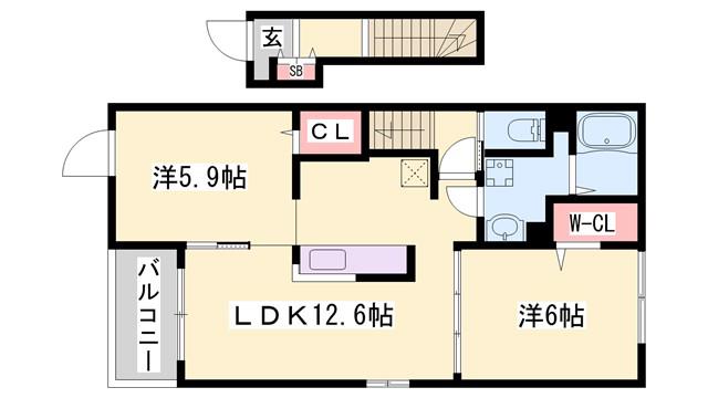 グラン フィオーレC(2LDK/2階)の間取り写真