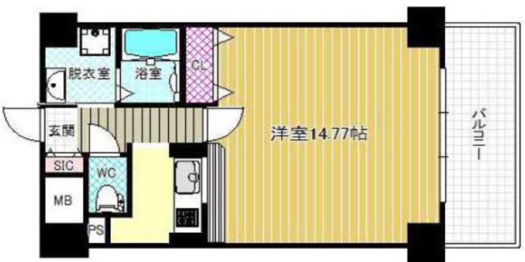 ブラーヴォ扇町(1K/5階)の間取り写真