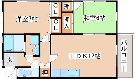 パークハイツ(2LDK/2階)の間取り写真