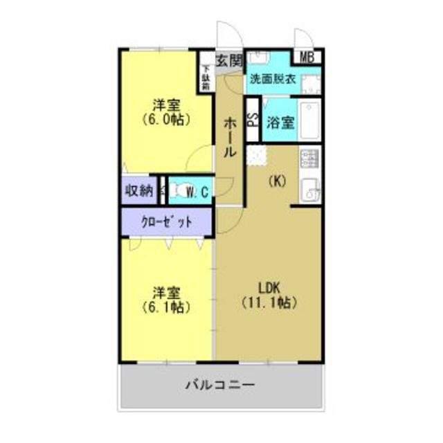 コーポラス21(2LDK/2階)の間取り写真