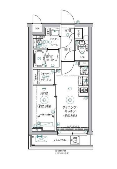 RELUXIA三軒茶屋(1DK/2階)の間取り写真
