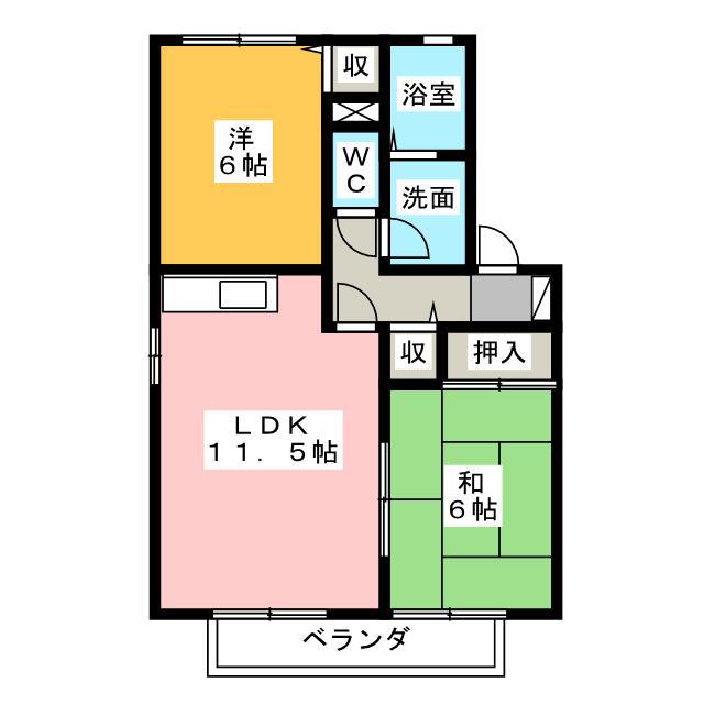 グランシャリオB(2LDK/1階)の間取り写真