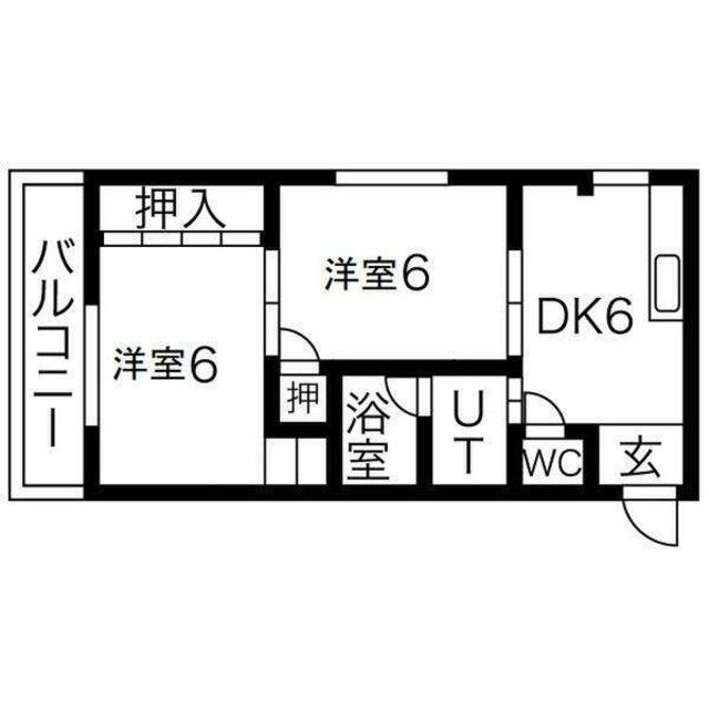ラフィーネ三国(2DK/3階)の間取り写真