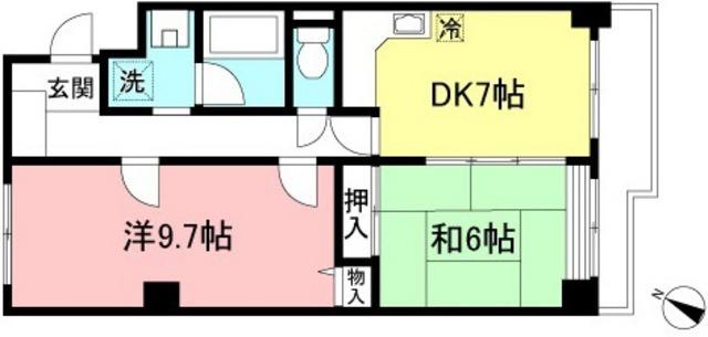 からかあさ(2DK/4階)の間取り写真