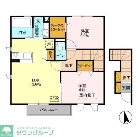デュオラピッツ B(2LDK/2階)の間取り写真