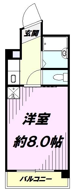エルウィング立川二番館(1K/2階)の間取り写真