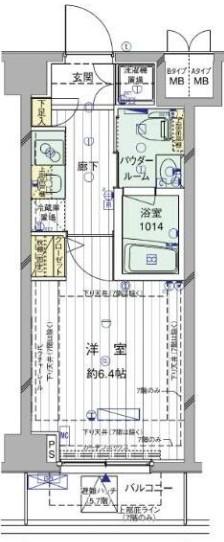 メインステージ押上II(1K/2階)の間取り写真