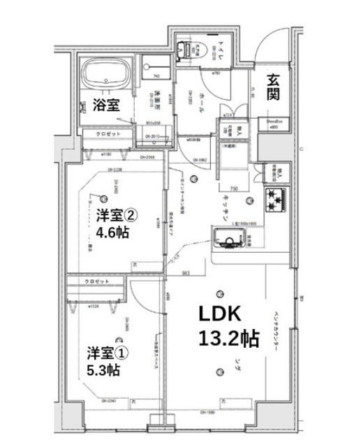 シティコート目黒4棟(2LDK/7階)の間取り写真