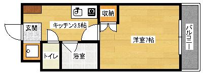 プロスペリテタケダ(1K/6階)の間取り写真
