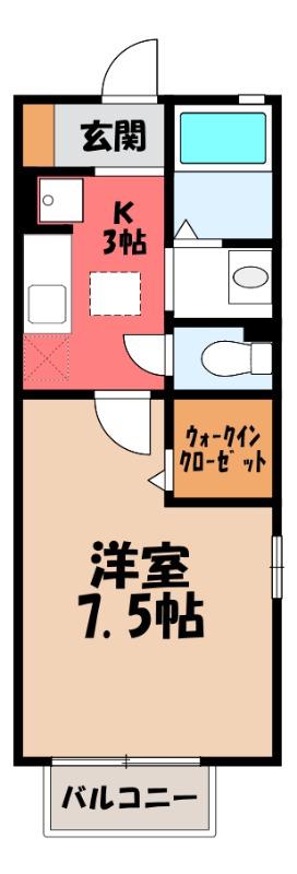セジュール富士見(1K/2階)の間取り写真