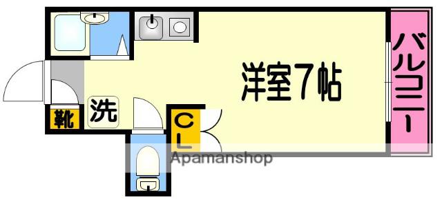 アップルコート紫原II(ワンルーム/2階)の間取り写真