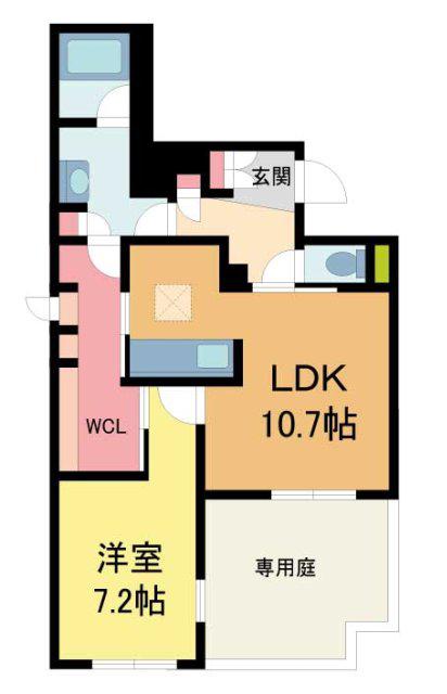 梅ノ木ソレアード(1LDK/1階)の間取り写真