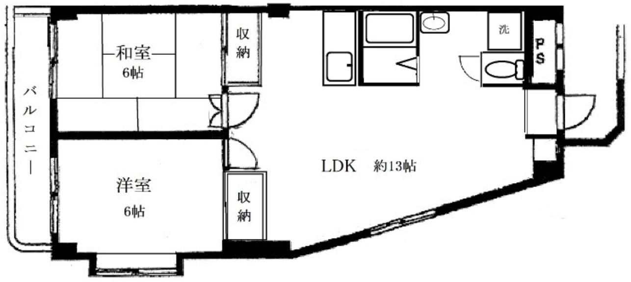 ウッドビル(2LDK/3階)の間取り写真